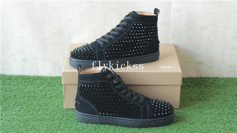 Super High End Christian Louboutin Flat Sneaker High Top Black Suede(With Receipt)